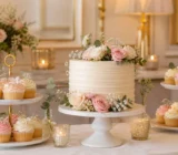 Idee per tavolo dolci di compleanno con torte e cupcake